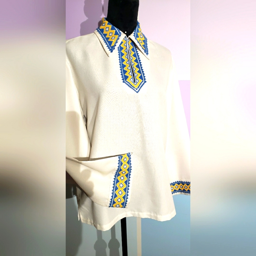 Vintage Hand Embroidered Ukrainian Shirt - Dry Cleaned